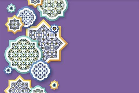 Different mosaic shapes with free text space in the right Stock Illustration