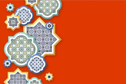 Different mosaic shapes with free text space in the right Stock Illustration