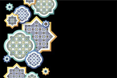 Different mosaic shapes with free text space in the right Stock Illustration