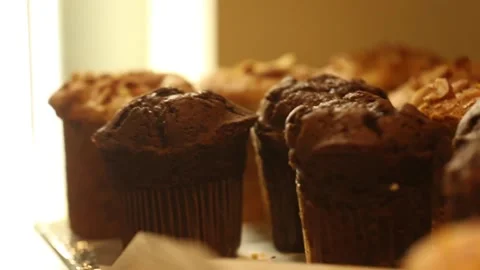 Different muffins flavours in a bakery Stock-Footage 133206935