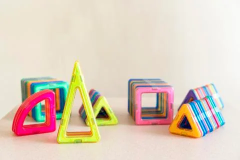 Different multi-colored geometric figures for teaching children Stock Photos