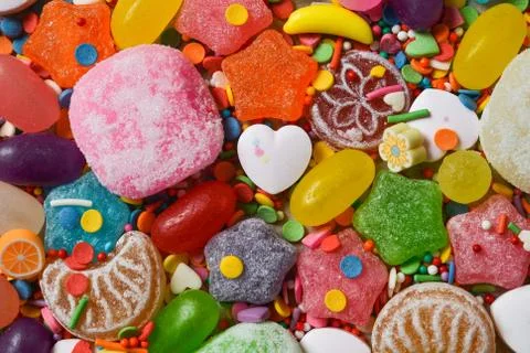Different multicolored candies Stock Photos