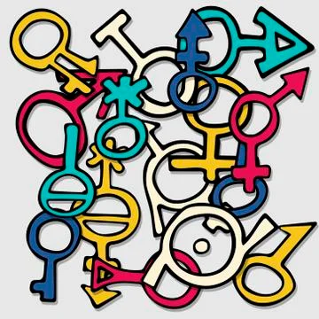Different multicolored gender symbols. vector illustration Stock Illustration