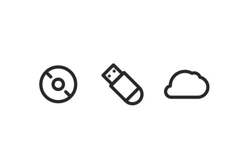Different multimedia icons vector set isolated on white background Stock Illustration