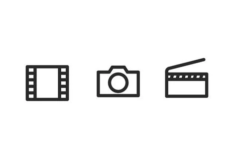 Different multimedia icons vector set isolated on white background Stock-Illustration