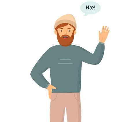 Different nations representatives waving hand. Bearded adult man in casual イラスト素材