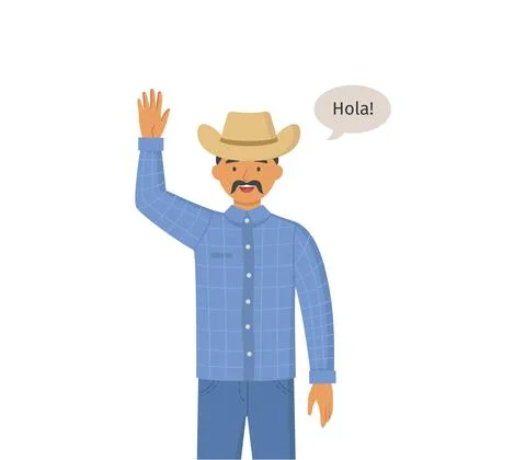 Different nations representatives waving hand. Bearded adult man in casual 스톡 일러스트