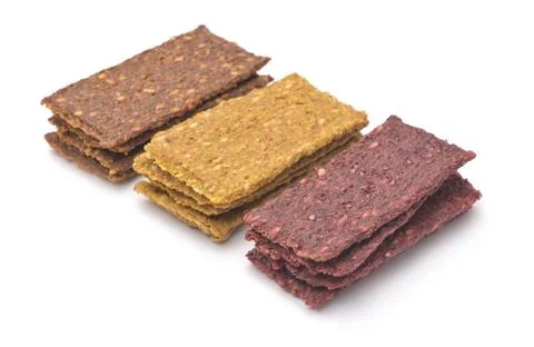 Different of natural vegetable crispbread Stacks of different of natural v... Stockfoto's