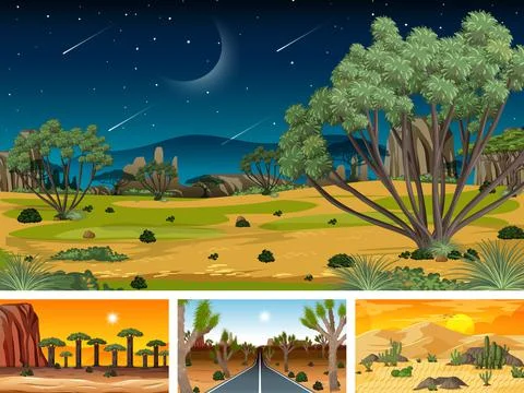 Different nature horizontal scenes Ilustração Stock