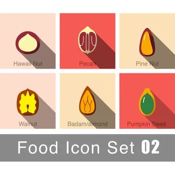 Different Nuts Set Isolated On colorful Background Stock Illustration