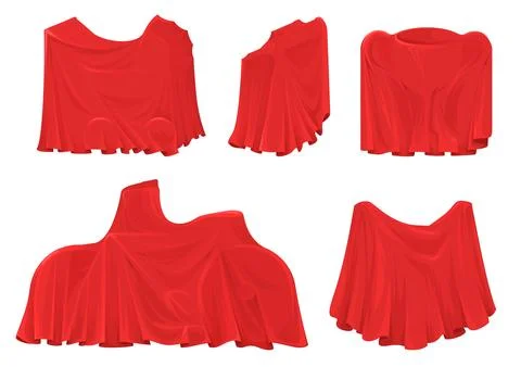 Different objects and surprise items under red silk cloth Stock Illustration