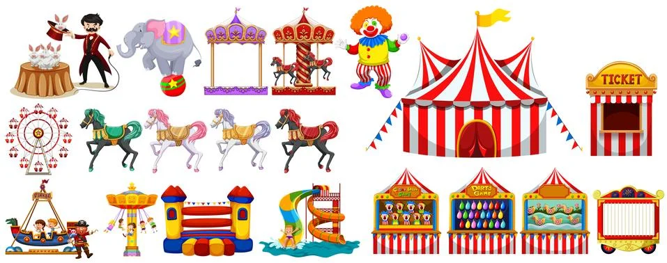 Different objects from the circus Ilustração Stock