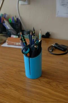 Different objects Pens in a glass Not at home In the apartment you can see other Stock Photos