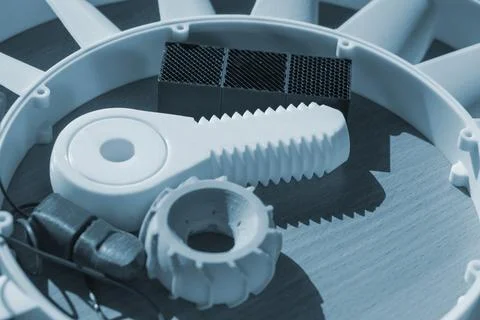 Different objects printed 3D printer Models created 3D printer molten plastic Stock Photos