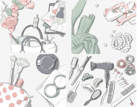 Different objects for women Stock Illustration