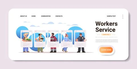Different occupation people diverse workers of various professions and Stock Illustration