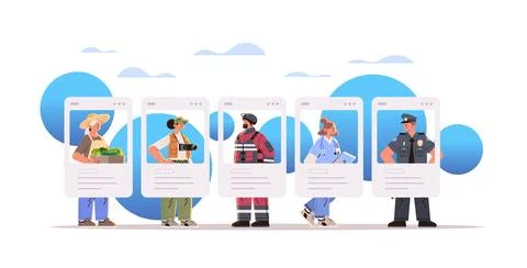 Different occupation people diverse workers of various professions and Illustrazione stock