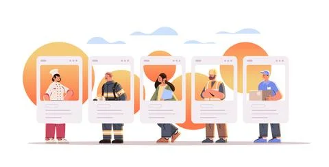 Different occupation people diverse workers of various professions and Illustrazione stock
