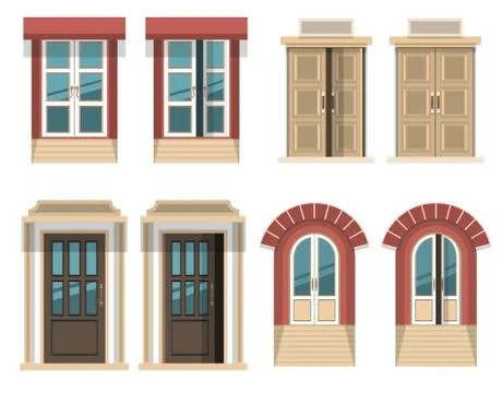 Different opened and closed doors 스톡 일러스트