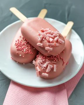 Different options for cake pops in the form of ice cream Stock Photos