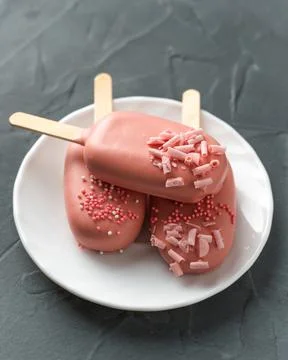 Different options for cake pops in the form of ice cream Stock Photos