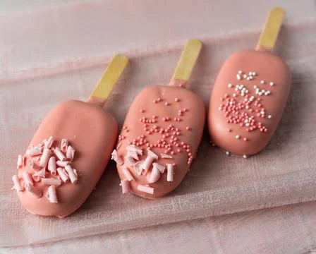Different options for cake pops in the form of ice cream Stock Photos