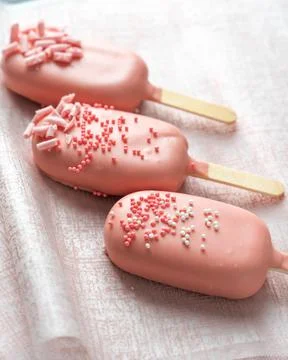 Different options for cake pops in the form of ice cream Stock Photos