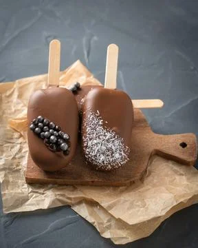 Different options for cake pops in the form of ice cream Stock Photos