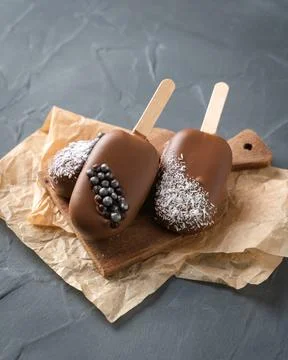 Different options for cake pops in the form of ice cream Stock Photos