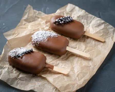Different options for cake pops in the form of ice cream Stock Photos