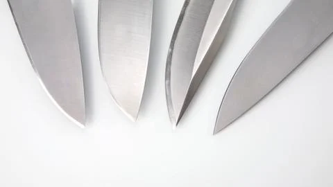 Different options for the shape of knife blades on a white background. cuttin Stock Photos