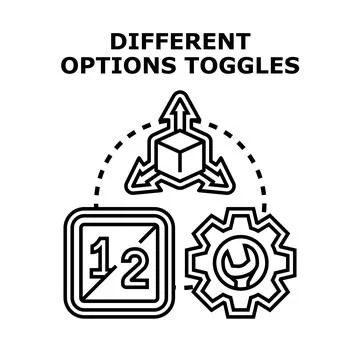 Different options toggles for system settings concept 스톡 일러스트