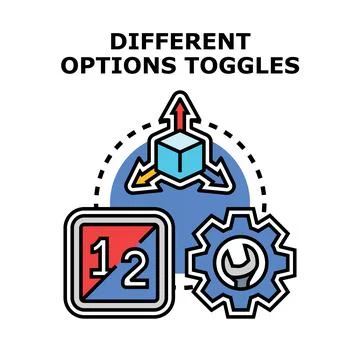 Different options toggles for system settings concept Stock Illustration