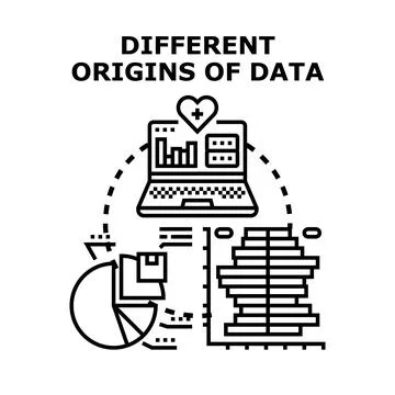 Different origins of data conceptualizing information science Stock Illustration