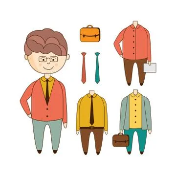 Different Outfits Construction Set 库存插图