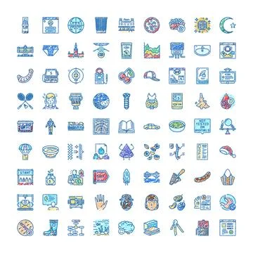 Different outline doodle icons set for various themes Stock Illustration