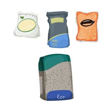 Different packages containing pet litter products 库存插图