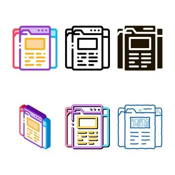 Different pages of web site project icon set vector outline Stock-Illustration