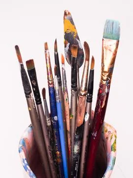 Different paint brushes Stock Photos
