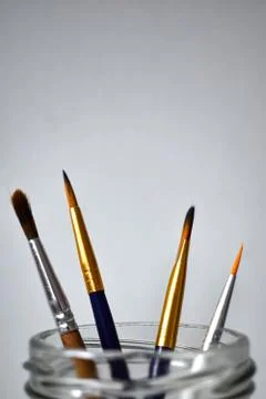Different paint brushes with a white background 库存照片