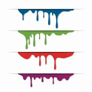 Different paint dripping, abstract blob. Vector illustration. Stock Illustration