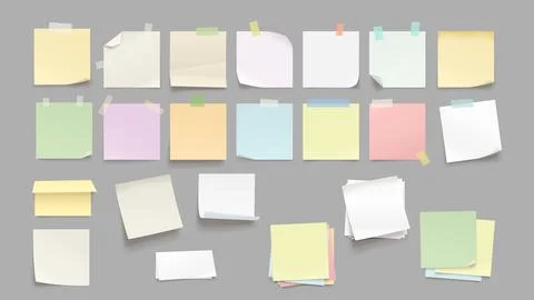 Different paper memo notes in big set Stock Illustration
