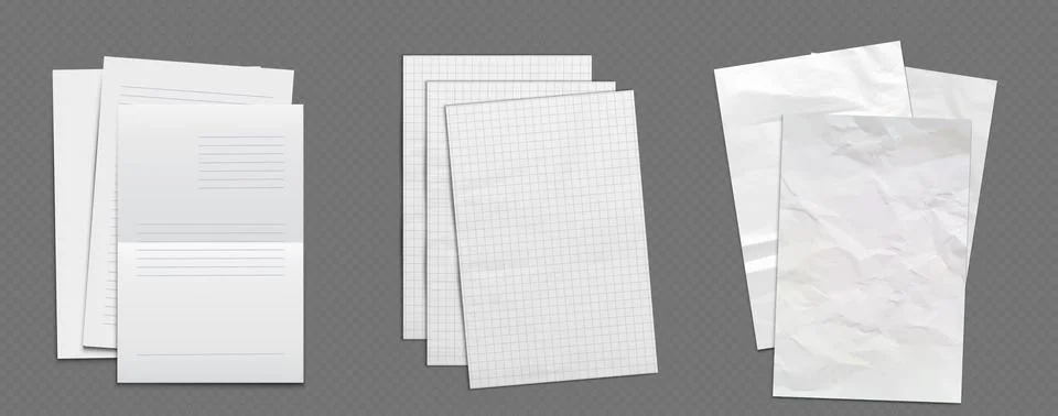 Different paper sheets set on grey background. イラスト素材