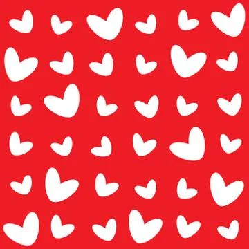 The different pattern of white hearts on a red background Stock Illustration
