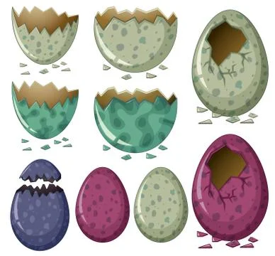 Different patterns of dinosaur eggs Stock Illustration