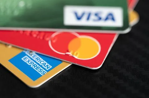 Different payment system cards Stock Photos