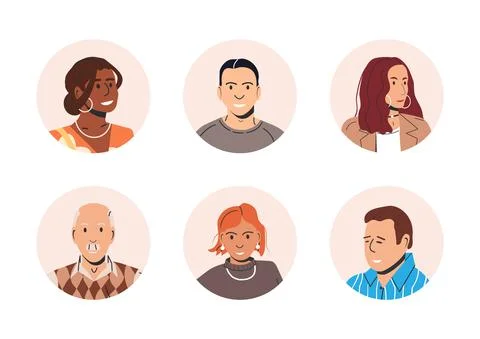 Different People Avatars. Set of User Portraits Stock Illustration