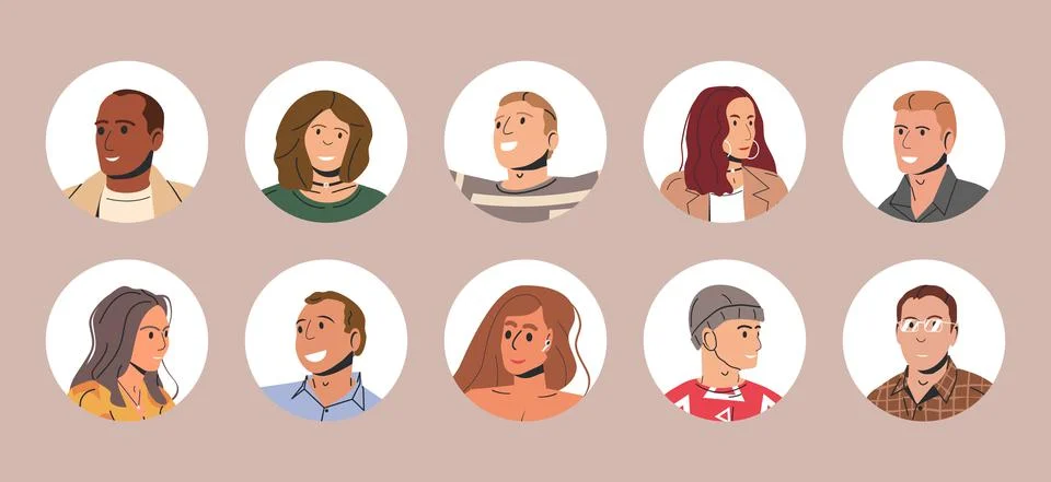 Different People Avatars. Set of User Portraits Stock Illustration