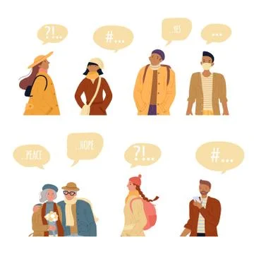 Different people character speech bubble isolated Stock-Illustration