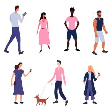 Different people in different poses. Vector illustration. Isolated. Stock Illustration